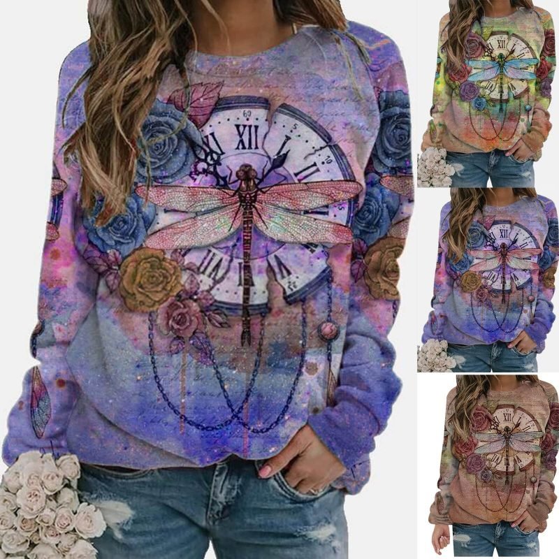 5xl-Plus-Size-Butterfly-Printing-Blouses-Women-Round-Neck-Long-Sleeves-Shirts-Easy-Casual-Summer-Tunic