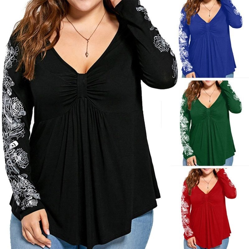 5xl-Plus-Size-Flower-Blouses-Summer-Lady-Casual-Tunic-Tops-Long-Sleeve-V-neck-Sexy-Tunic